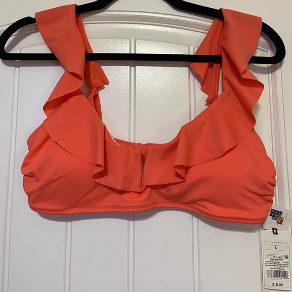 •Target• New Ladies’ Shade & Shore V-Wire Ruffle Coral Bralette Bikini Swim Top - Picture 1 of 7